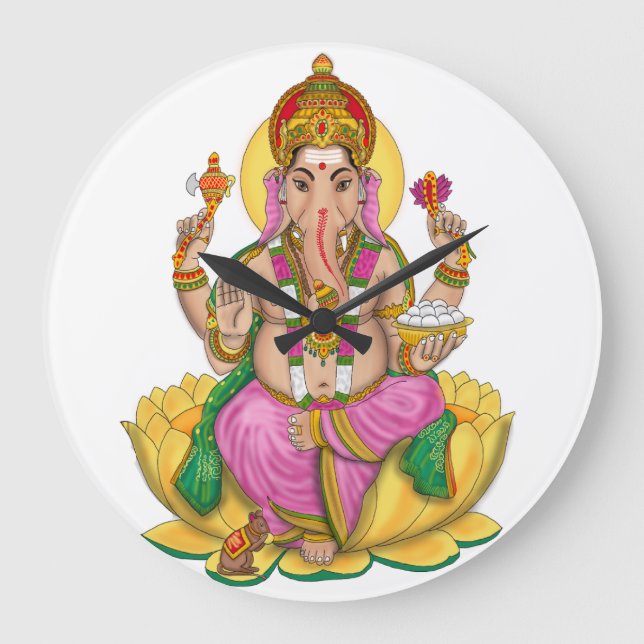 Ganesha Clock Große Wanduhr (Vorderseite)