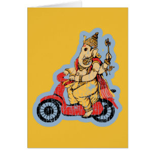 Ganesha, das einen Roller reitet