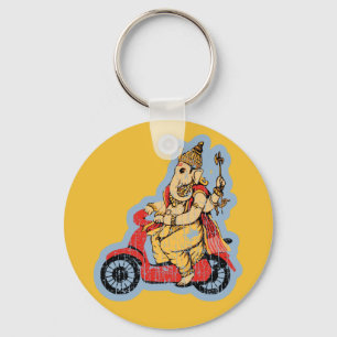 Ganesha, das einen Roller reitet Schlüsselanhänger