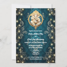 Ganesha Elefant Blauer Gold Hindi Hochzeit
