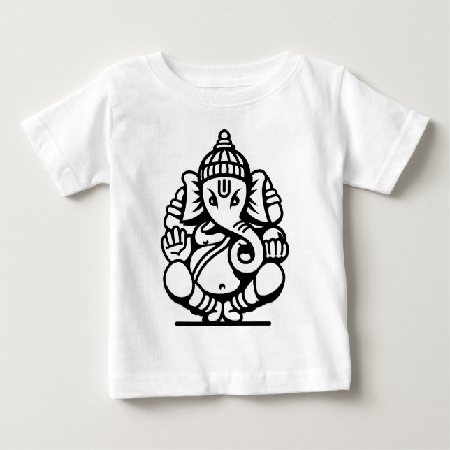 Ganesha Elefant-Nr. 4 (Schwarzes) Baby T-shirt (Vorderseite)
