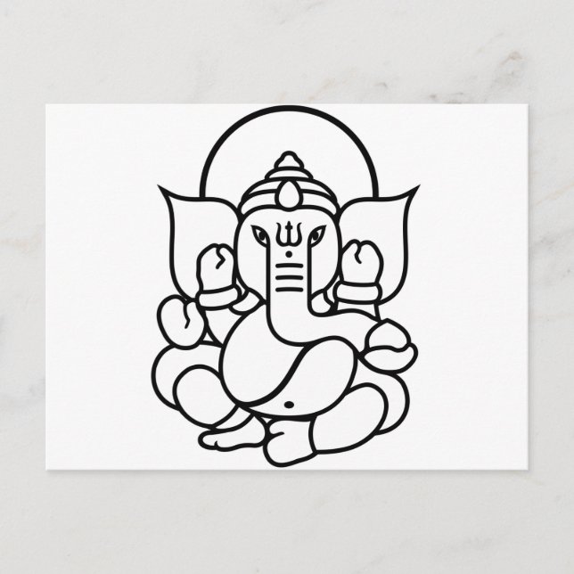 Ganesha Elephant Nr. 3 (Schwarz-weiß) Postkarte (Vorderseite)