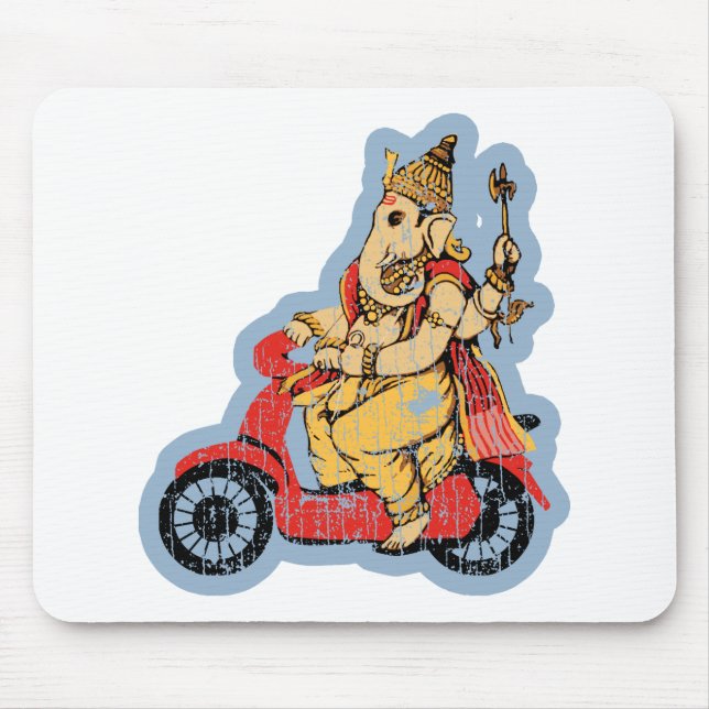 Ganesha fährt auf einem Roller Mousepad (Vorne)