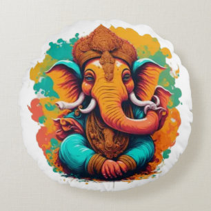 Ganesha, Ganesch, Ganapati-Abbau von Hindernissen  Rundes Kissen