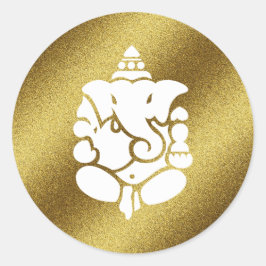 Ganesha Golden Glitzer Runder Aufkleber