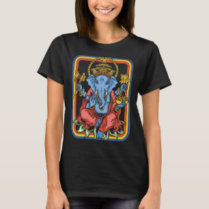 Ganesha Gott Retro Yoga Spirituell Meditation T-Shirt