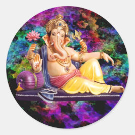 Ganesha Grußkarten, Aufkleber, Postkarten Runder Aufkleber
