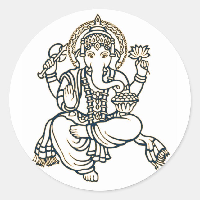 Ganesha Hindu Deity God Runder Aufkleber (Vorderseite)
