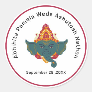 Ganesha Hindu-Hochzeit Runder Aufkleber