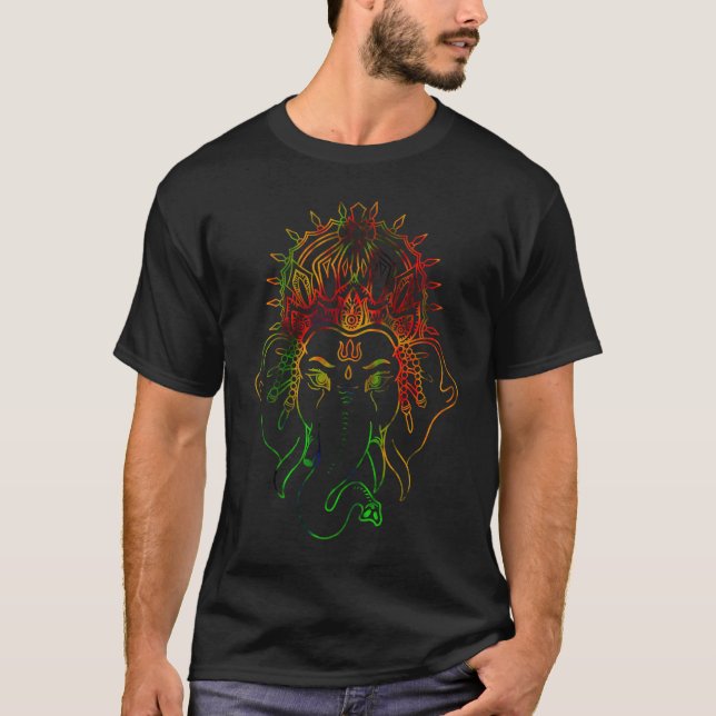Ganesha Hindu Spiritualität Yoga Psychedelic Ba T-Shirt (Vorderseite)