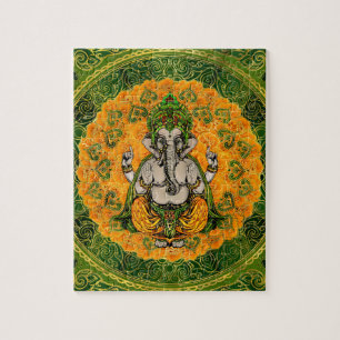 Ganesha in den Ringelblumen-Blumen und in der Puzzle