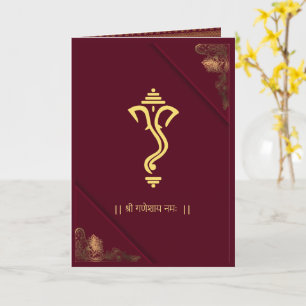 Ganesha Indian Royal golden weded invit Card Karte
