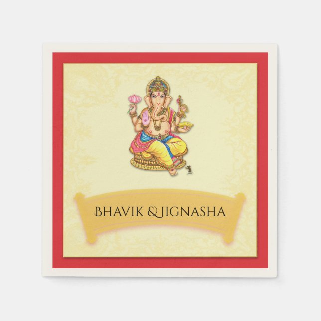 Ganesha Indian Wedding Napkin Serviette (Vorderseite)