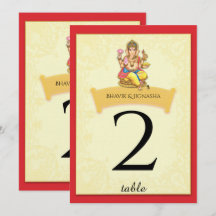 Ganesha Indian Wedding Tischnummer