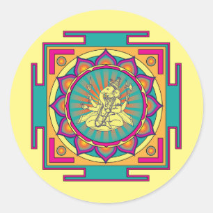Ganesha Mandala Runder Aufkleber