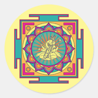 Ganesha Mandala Runder Aufkleber