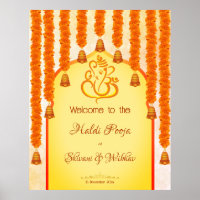 Ganesha marigold garlands Haldi Ganesh poja