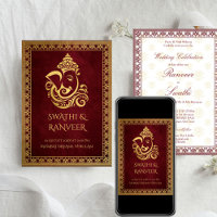 Ganesha Maroon und Goldhochzeit