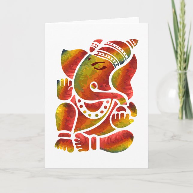 Ganesha Mehrfarbenmalerei Karte (Vorderseite)