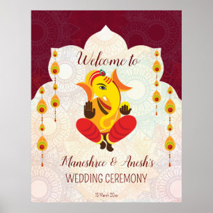 Ganesha mit gelbem Grasland Lotus Grenzempfang Poster