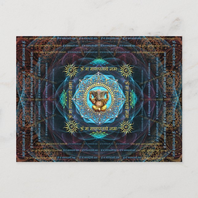 Ganesha - Om Gam Ganapataye Namah Postkarte (Vorderseite)