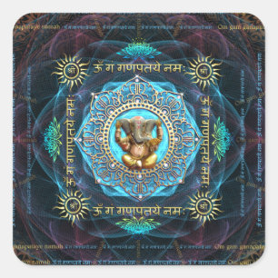 Ganesha- OM Gam Ganapataye Namah Quadratischer Aufkleber
