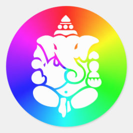 Ganesha Rainbow Runder Aufkleber