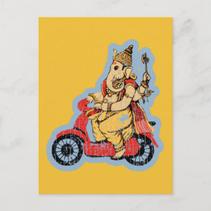 Ganesha Riding a Scooter Postkarte