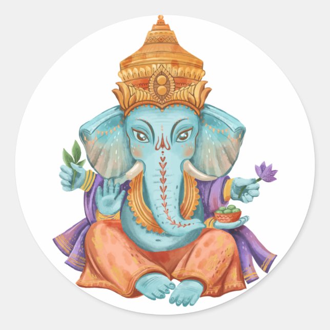 Ganesha Runder Aufkleber (Vorderseite)