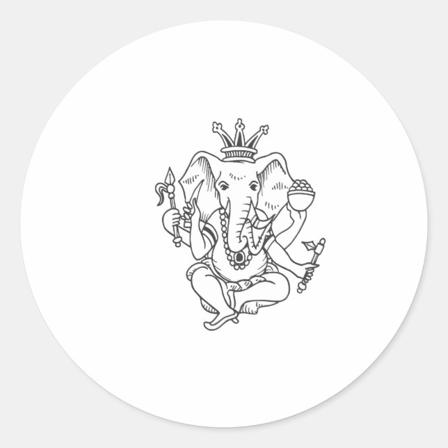 Ganesha Runder Aufkleber (Vorderseite)