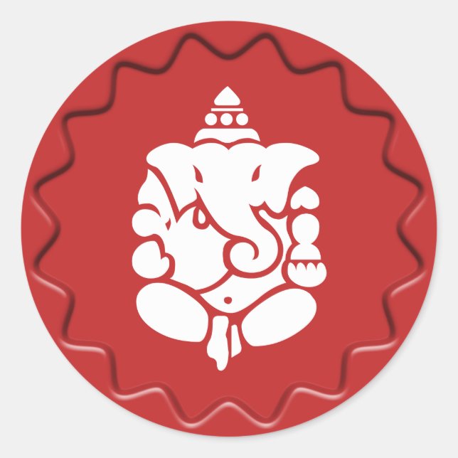 Ganesha Sign Red Wax Siegel Runder Aufkleber (Vorderseite)