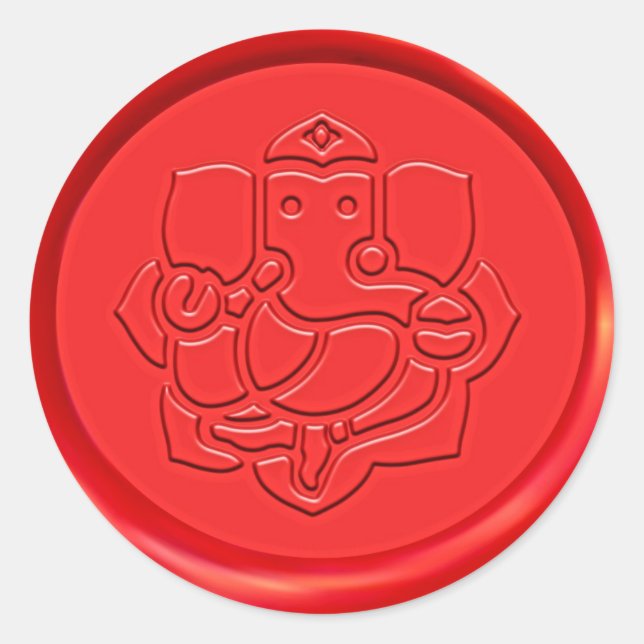 Ganesha Sign Red Wax Siegel Runder Aufkleber (Vorderseite)
