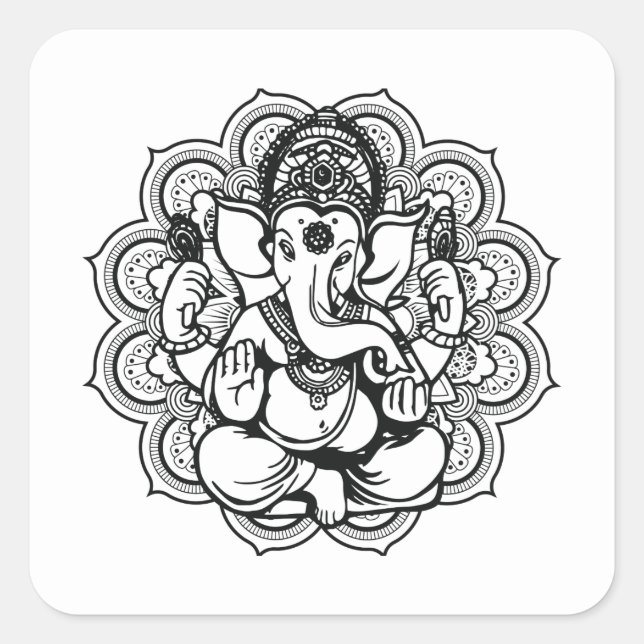 Ganesha Square Sticker (Vorderseite)