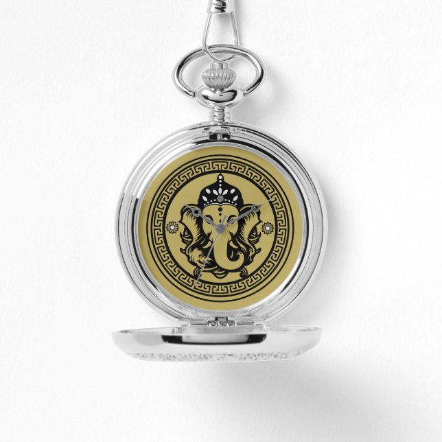 Ganesha Themed Hindu Art Print Armbanduhr (Vorderseite)