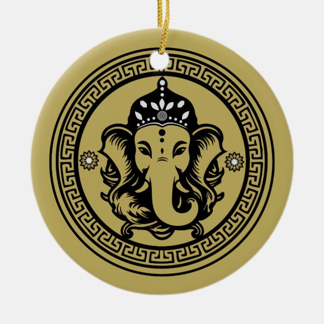 Ganesha Themed Hindu Art Print Keramik Ornament (Vorne)