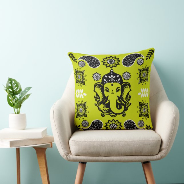 Ganesha Themed Hindu Art Print Kissen (Stuhl )