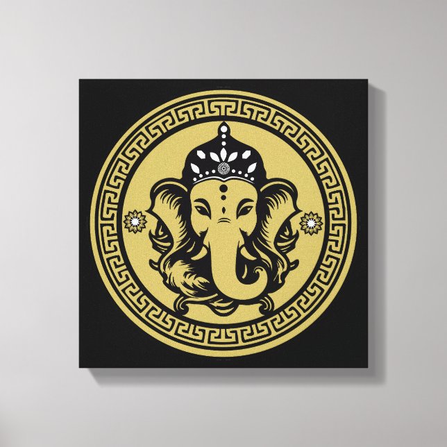 Ganesha Themed Hindu Art Print Leinwanddruck (Vorderseite)