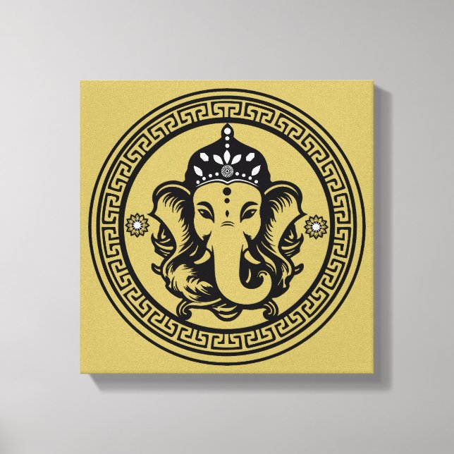 Ganesha Themed Hindu Art Print Leinwanddruck (Vorderseite)