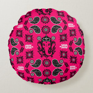 Ganesha-Themen-Hindu-Kunst-Druck Rundes Kissen