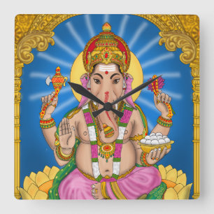Ganesha-Uhr Quadratische Wanduhr