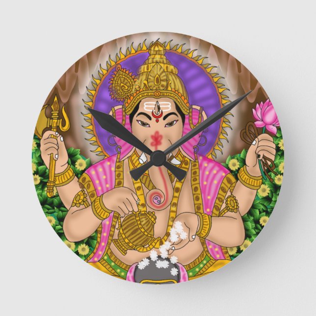 Ganesha-Uhr Runde Wanduhr (Vorderseite)