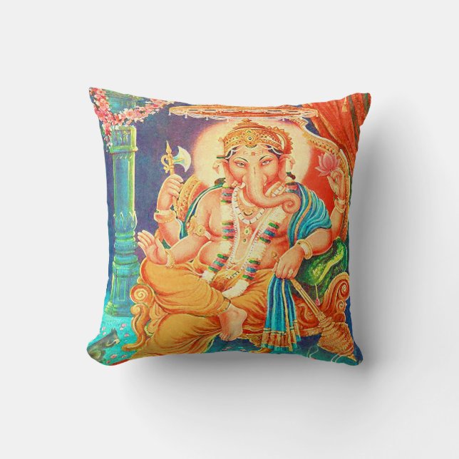 Ganesha Vintag Hindu Deity Spritual Kissen (Vorderseite)