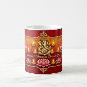 Ganeshas Segen Diwali Juwelton-Kunst-Monogramm Kaffeetasse