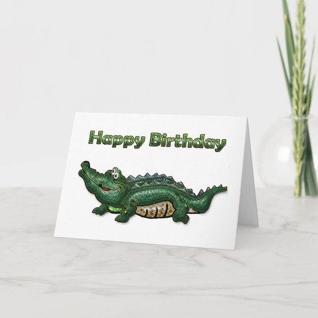 Gang Green Gator Happy Birthday Karte (Vorderseite)