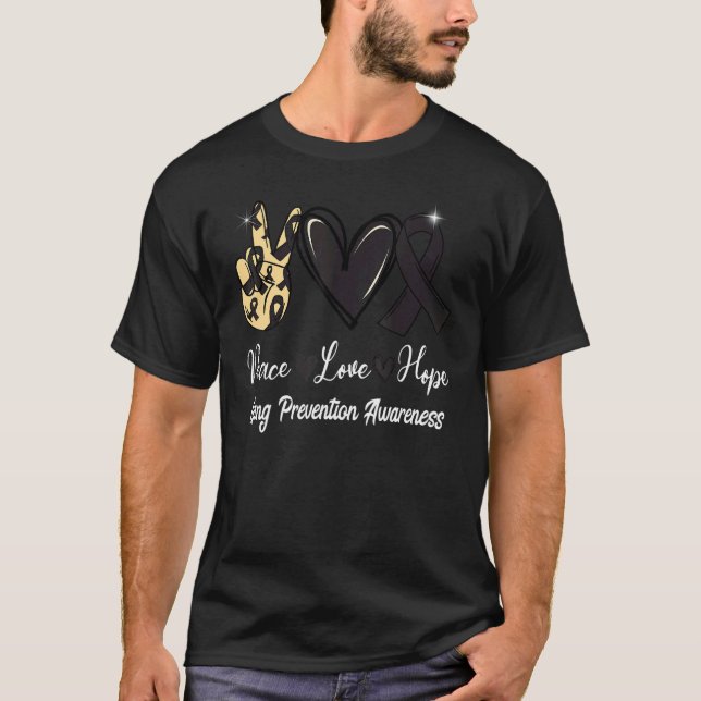 Gang Prevention Awareness Peace Love Hope Black Ri T-Shirt (Vorderseite)