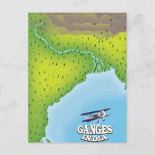 Ganges Indien Karte Reiseplakat