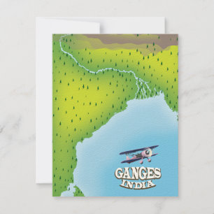 Ganges Indien Karte Reiseplakat