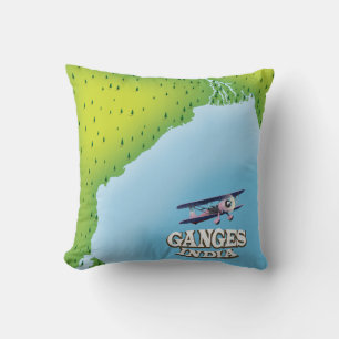 Ganges Indien Karte Reiseplakat Kissen