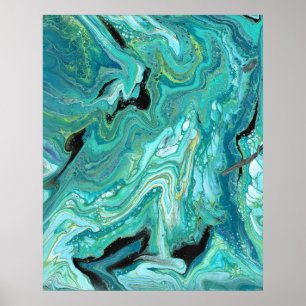 Gangs Back 1 Liquid Green Abstrakt Print Poster