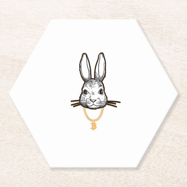 Gangsta Bunny Rabbit Bitcoin TShirt Crypto Coin Mi Untersetzer (Vorderseite)